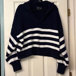 ASOS Navy and White V-Neck Sweater